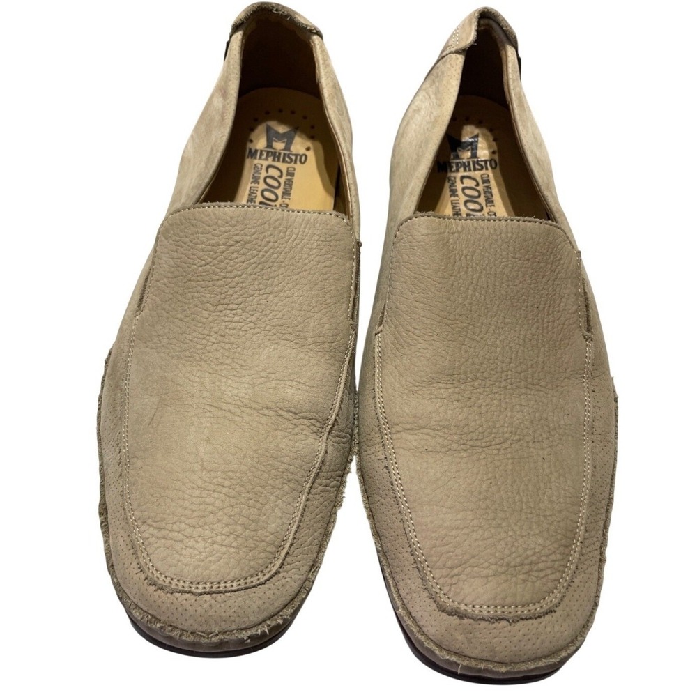 Mephisto Cool-Air Mens Beige Pebbled Leather Loafers Slip On‎ US 13 EUR 12.5